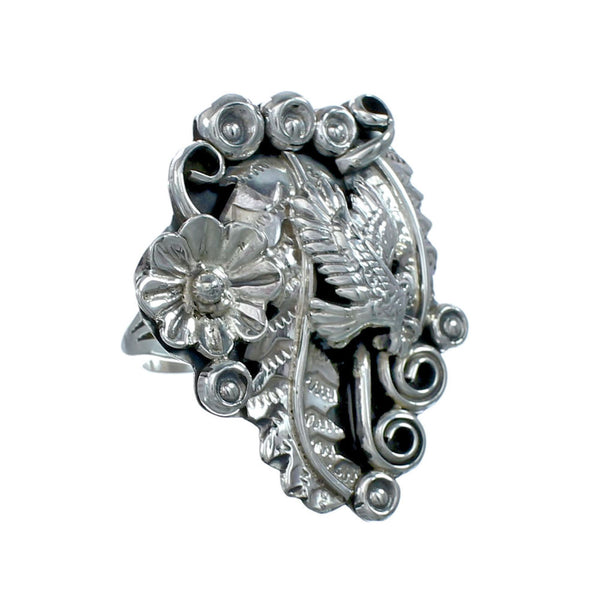 Navajo Authentic Sterling Silver Eagle Ring Size 9 AX129571